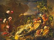 Jan Davidsz. de Heem Fruit and a Vase of Flowers oil painting
